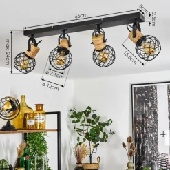 Plafonnier Bridgeport Noir, 4 lumières