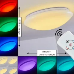 Plafonnier Brighton LED Blanc, 1 lumière, Télécommandes, Changeur de couleurs