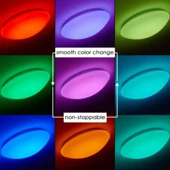 Plafonnier Brighton LED Blanc, 1 lumière, Télécommandes, Changeur de couleurs