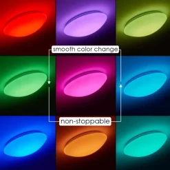 Plafonnier Brighton LED Blanc, 1 lumière, Télécommandes, Changeur de couleurs