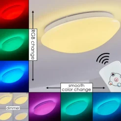 Plafonnier Brighton LED Blanc, 1 lumière, Télécommandes, Changeur de couleurs