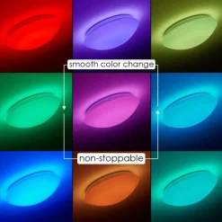 Plafonnier Brighton LED Blanc, 1 lumière, Télécommandes, Changeur de couleurs