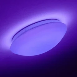 Plafonnier Brighton LED Blanc, 1 lumière, Télécommandes, Changeur de couleurs