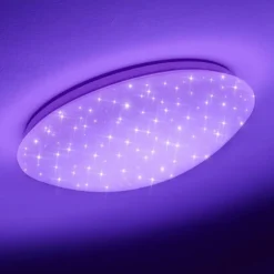 Plafonnier Brighton Star LED Blanc, 1 lumière, Télécommandes, Changeur de couleurs