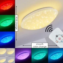 Plafonnier Brighton Star LED Blanc, 1 lumière, Télécommandes, Changeur de couleurs