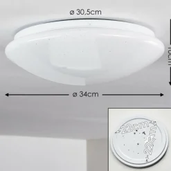 Plafonnier Brighton Star LED Blanc, 1 lumière, Télécommandes, Changeur de couleurs