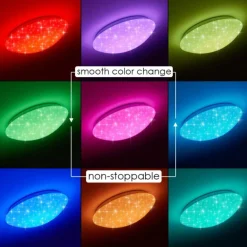 Plafonnier Brighton Star LED Blanc, 1 lumière, Télécommandes, Changeur de couleurs