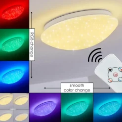 Plafonnier Brighton Star LED Blanc, 1 lumière, Télécommandes, Changeur de couleurs