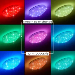 Plafonnier Brighton Star LED Blanc, 1 lumière, Télécommandes, Changeur de couleurs