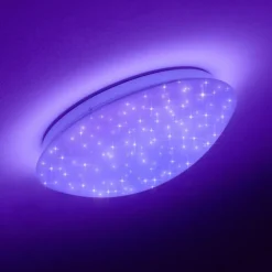 Plafonnier Brighton Star LED Blanc, 1 lumière, Télécommandes, Changeur de couleurs