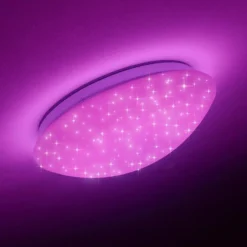 Plafonnier Brighton Star LED Blanc, 1 lumière, Télécommandes, Changeur de couleurs