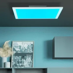 Plafonnier Brilliant Abie LED Blanc, 1 lumière, Télécommandes, Changeur de couleurs