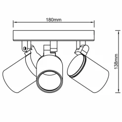 Plafonnier Brilliant Alessia Noir, 3 lumières
