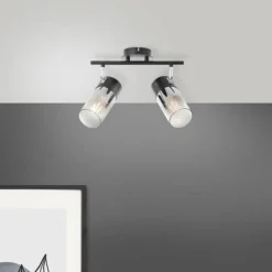 Plafonnier Brilliant Alia Noir, 2 lumières