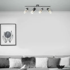 Plafonnier Brilliant Alia Noir, 4 lumières