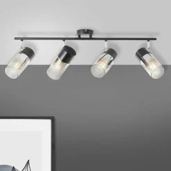 Plafonnier Brilliant Alia Noir, 4 lumières