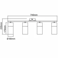 Plafonnier Brilliant Alia Noir, 4 lumières