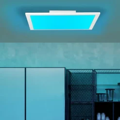 Plafonnier Brilliant Atira LED Blanc, 1 lumière, Télécommandes, Changeur de couleurs