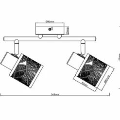 Plafonnier Brilliant Bano Noir, 2 lumières