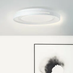 Plafonnier Brilliant Barty LED Chrome, Blanc, 1 lumière, Télécommandes