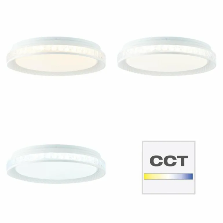 Plafonnier Brilliant Burlie LED Blanc, 1 lumière, Télécommandes, Changeur de couleurs