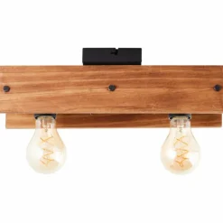 Plafonnier Brilliant Calandra Bois clair, Noir, 2 lumières