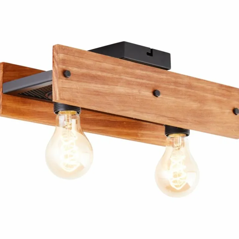 Plafonnier Brilliant Calandra Bois clair, Noir, 2 lumières