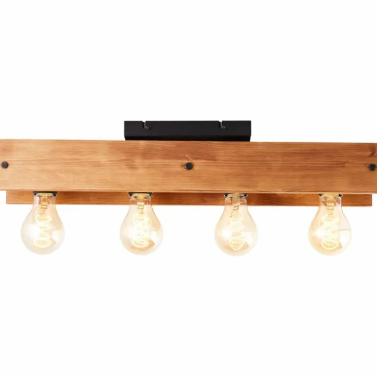 Plafonnier Brilliant Calandra Bois clair, Noir, 4 lumières