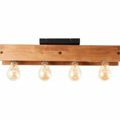 Plafonnier Brilliant Calandra Bois clair, Noir, 4 lumières