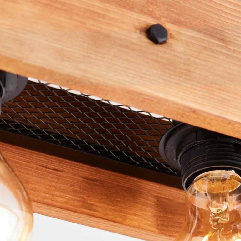 Plafonnier Brilliant Calandra Bois clair, Noir, 4 lumières