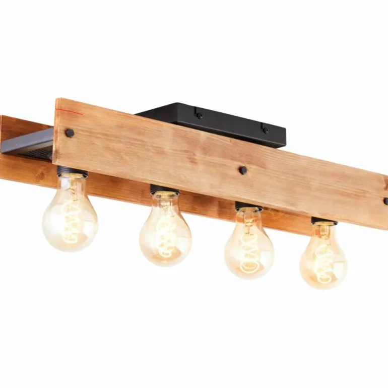 Plafonnier Brilliant Calandra Bois clair, Noir, 4 lumières