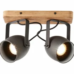 Plafonnier Brilliant CROWTON Bois foncé, Noir, 2 lumières