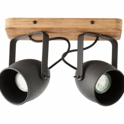 Plafonnier Brilliant CROWTON Bois foncé, Noir, 2 lumières