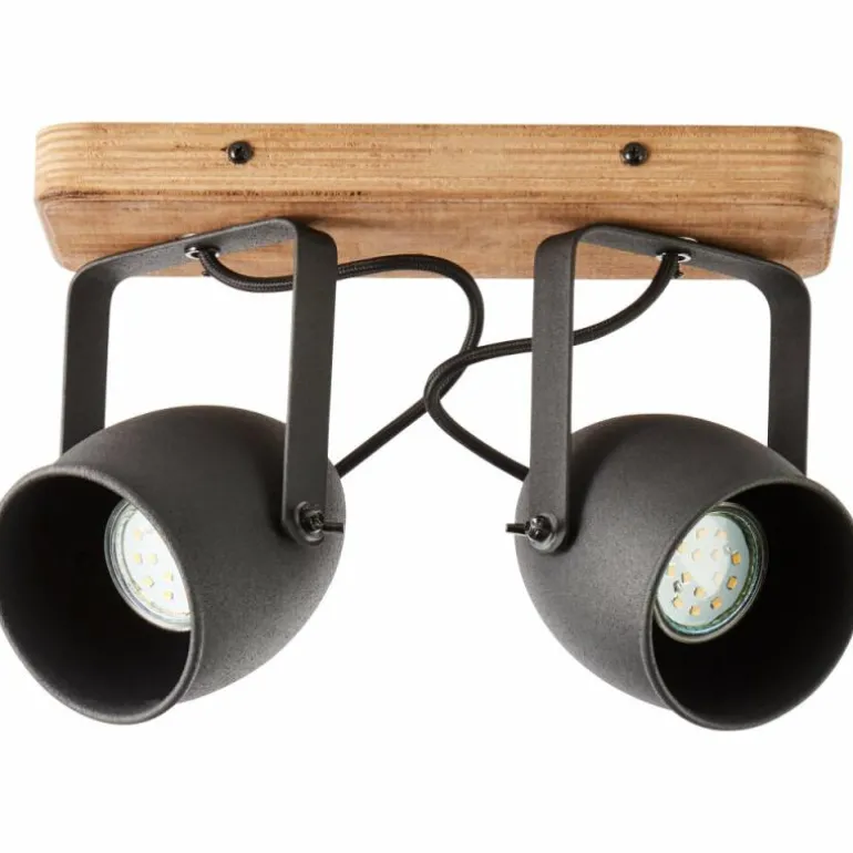 Plafonnier Brilliant CROWTON Bois foncé, Noir, 2 lumières