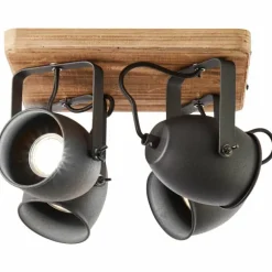 Plafonnier Brilliant CROWTON Bois foncé, Noir, 4 lumières