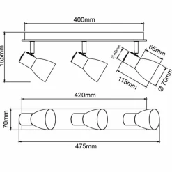 Plafonnier Brilliant Daintree Écru, Blanc, 3 lumières