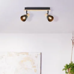 Plafonnier Brilliant Daintree Écru, Noir, 2 lumières