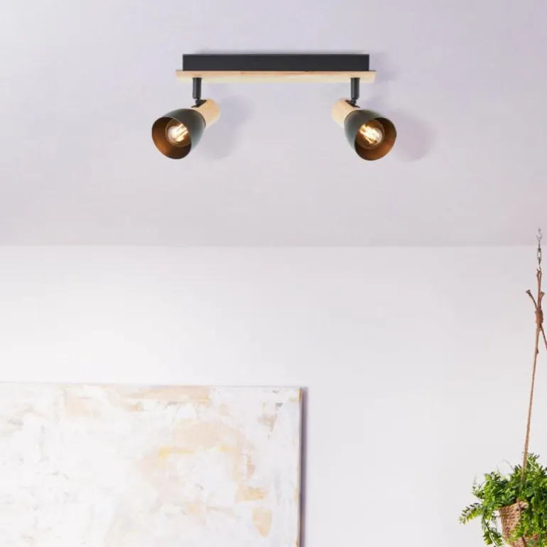 Plafonnier Brilliant Daintree Écru, Noir, 2 lumières