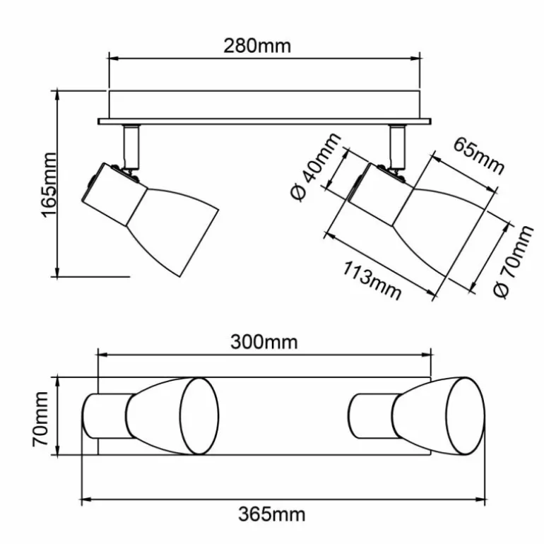 Plafonnier Brilliant Daintree Écru, Noir, 2 lumières