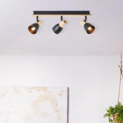 Plafonnier Brilliant Daintree Écru, Noir, 3 lumières