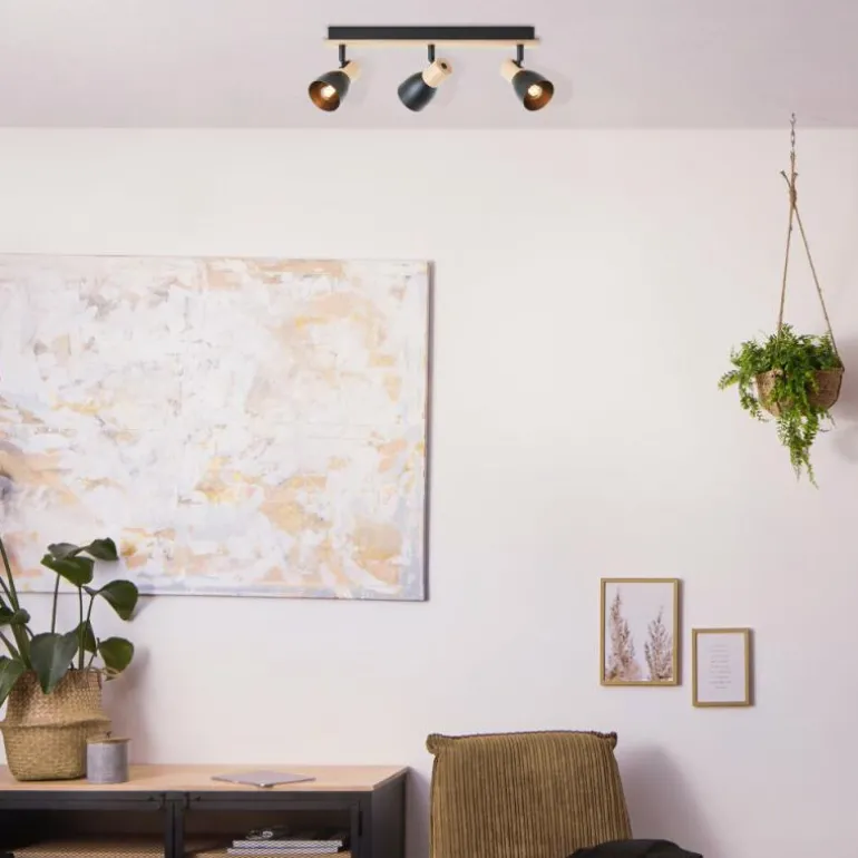 Plafonnier Brilliant Daintree Écru, Noir, 3 lumières