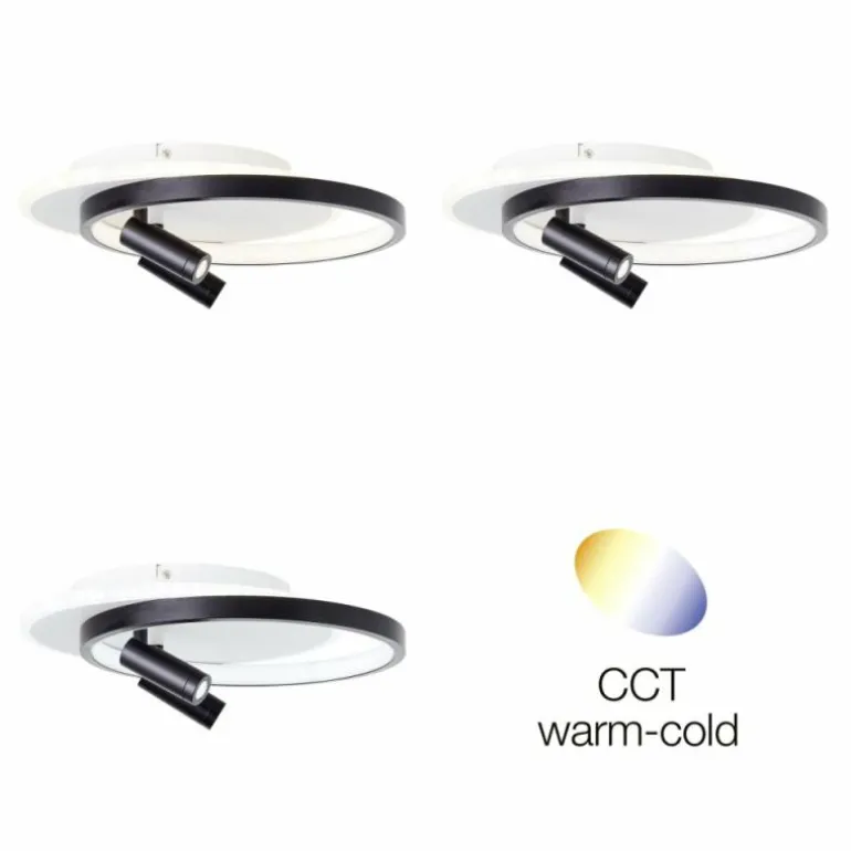 Plafonnier Brilliant Eunomia LED Noir, Blanc, 1 lumière