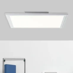 Plafonnier Brilliant Flat LED Argenté, 1 lumière, Télécommandes