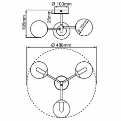Plafonnier Brilliant Gitse Noir, 3 lumières