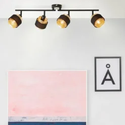 Plafonnier Brilliant Grove Noir, 4 lumières