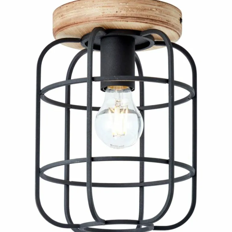 Plafonnier Brilliant Gwen Bois clair, Noir, 1 lumière