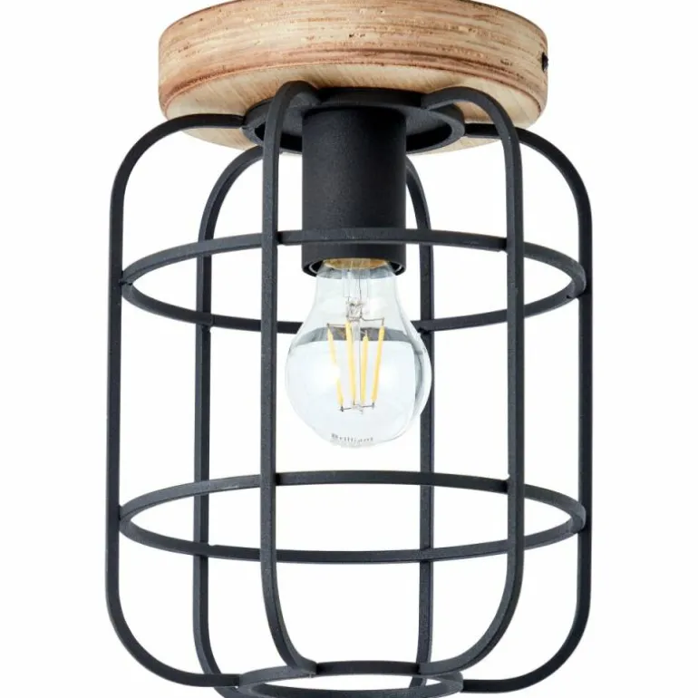 Plafonnier Brilliant Gwen Bois clair, Noir, 1 lumière