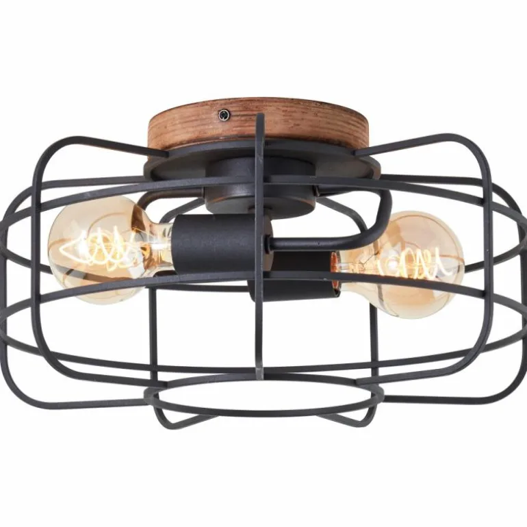 Plafonnier Brilliant Gwen Bois foncé, 2 lumières