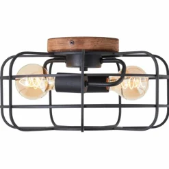 Plafonnier Brilliant Gwen Bois foncé, 2 lumières