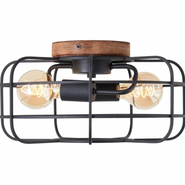 Plafonnier Brilliant Gwen Bois foncé, 2 lumières